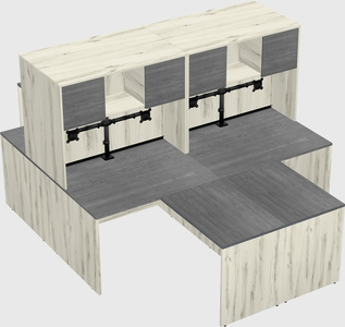 Quad l-shaped office desks
