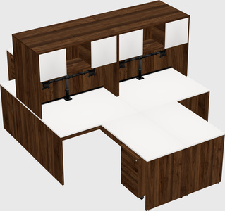 Quad l-shaped office desks