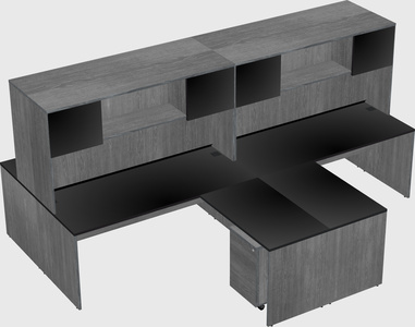 Quad l-shaped office desks
