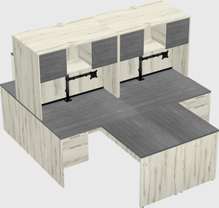 Quad l-shaped office desks