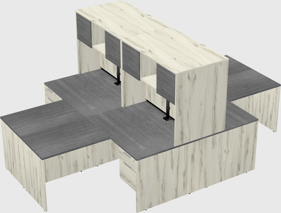Quad l-shaped office desks