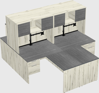 Quad l-shaped office desks