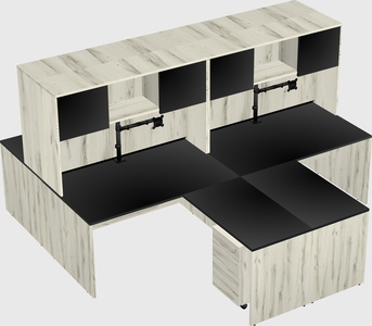 Quad l-shaped office desks