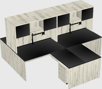 Quad l-shaped office desks