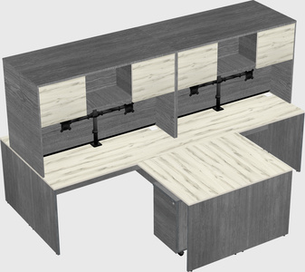 Quad l-shaped office desks