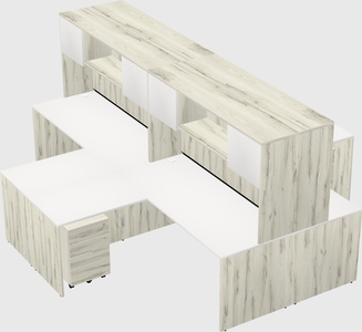 Quad l-shaped office desks