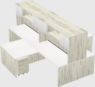Quad l-shaped office desks