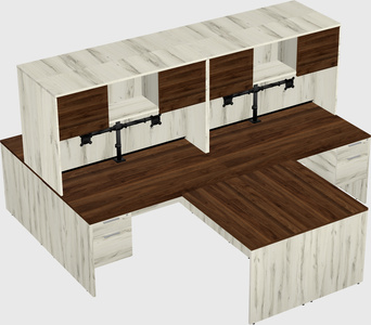 Quad l-shaped office desks