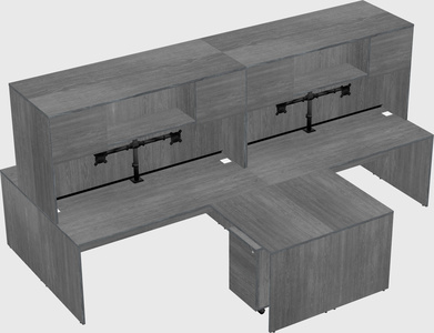 Quad l-shaped office desks