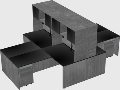 Quad l-shaped office desks