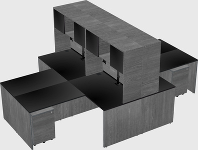 Quad l-shaped office desks