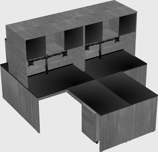 Quad l-shaped office desks