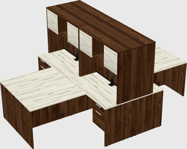 Quad l-shaped office desks