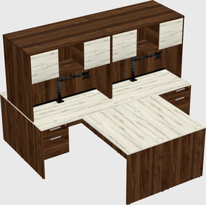 Quad l-shaped office desks