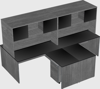 Quad l-shaped office desks
