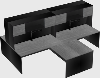 Quad l-shaped office desks