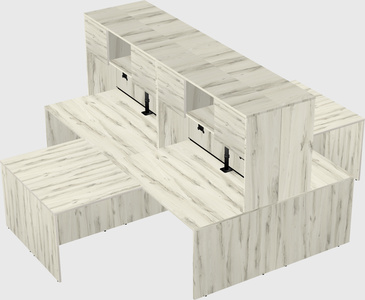 Quad l-shaped office desks