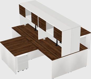 Quad l-shaped office desks