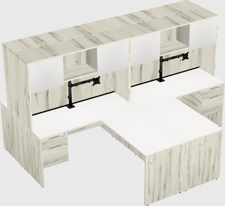 Quad l-shaped office desks