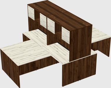 Quad l-shaped office desks