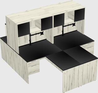 Quad l-shaped office desks