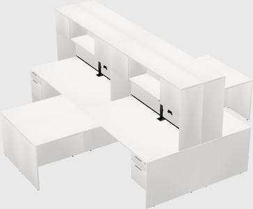 Quad l-shaped office desks