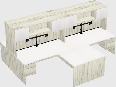 Quad l-shaped office desks