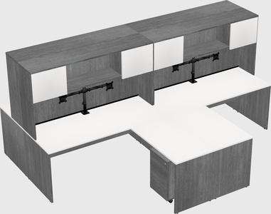 Quad l-shaped office desks