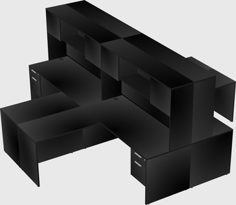 Quad l-shaped office desks