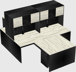 Quad l-shaped office desks