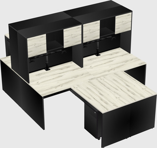 Quad l-shaped office desks