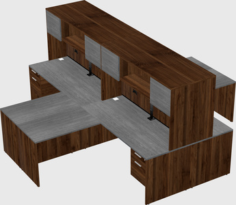 Quad l-shaped office desks