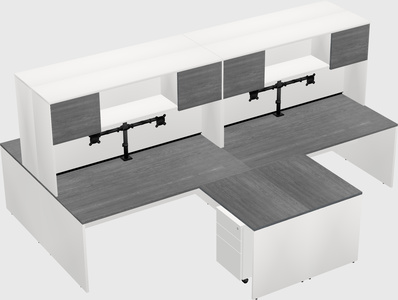 Quad l-shaped office desks