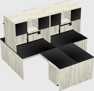 Quad l-shaped office desks