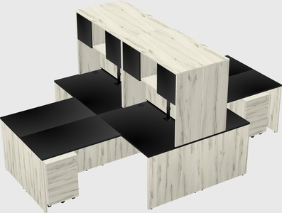 Quad l-shaped office desks