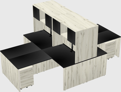 Quad l-shaped office desks