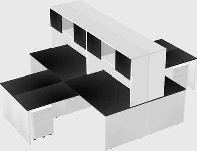 Quad l-shaped office desks