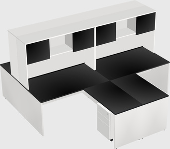Quad l-shaped office desks