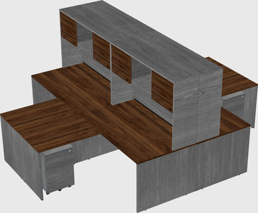 Quad l-shaped office desks