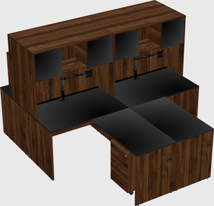 Quad l-shaped office desks