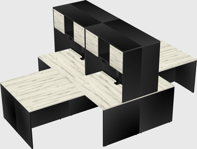 Quad l-shaped office desks