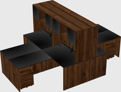 Quad l-shaped office desks