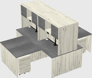 Quad l-shaped office desks