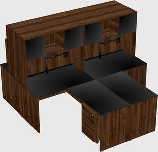 Quad l-shaped office desks