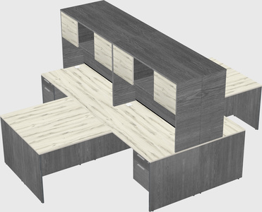 Quad l-shaped office desks
