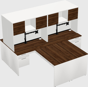 Quad l-shaped office desks