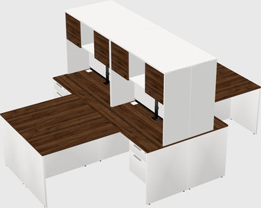 Quad l-shaped office desks