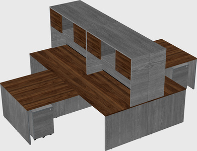 Quad l-shaped office desks