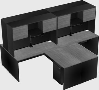 Quad l-shaped office desks