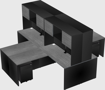 Quad l-shaped office desks